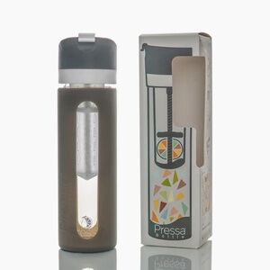NEW Pressa Bottle Charcoal Glass Water Bottle - with Fruit Press